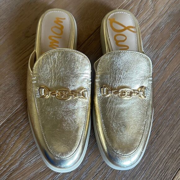 Sam Edelman KIRA BIT MULE in Amber Gold Leather - Picture 3 of 11